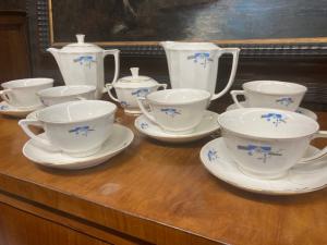 Antique beautiful Richard Ginori porcelain tea set, Art Deco 1939, Florence, 17 pieces.